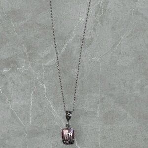 Platinum over 925 Silver Pink Cat Eye & Filigree Necklace - 18 in.